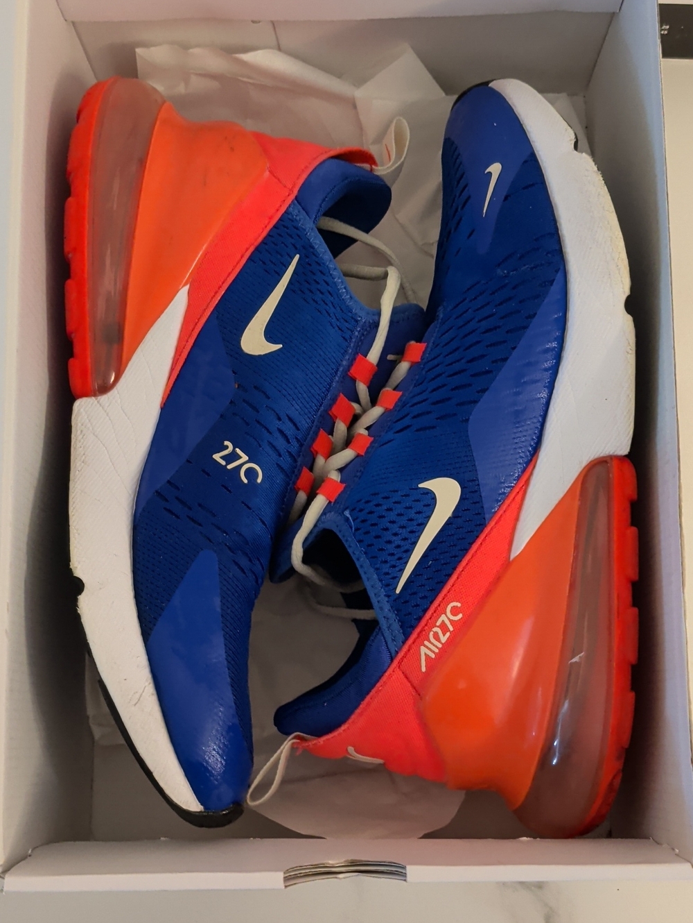 Men's Sz 11 Nike Air Max 270 Blue/Hyper Orange/Red